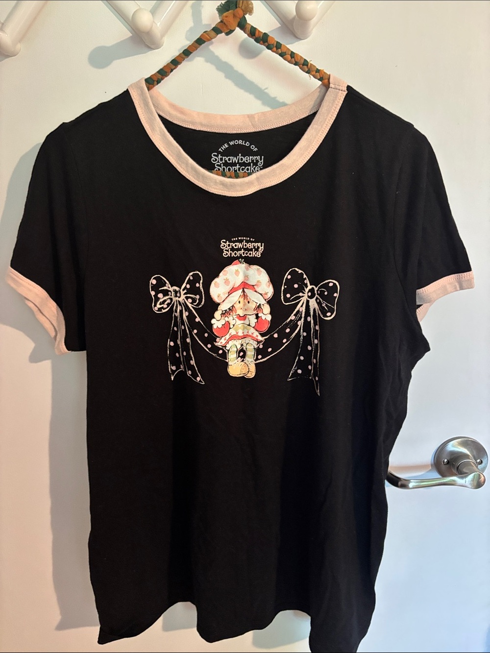 torrid Black Ringer Tee with Pink Trim Strawberry Shortcake Graphic